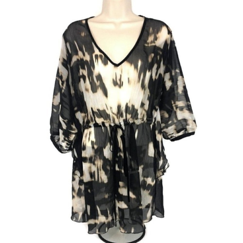 Daniel Rainn Women's S Small Blouse Tunic Top Drawstring Waist Dolman Sleeves